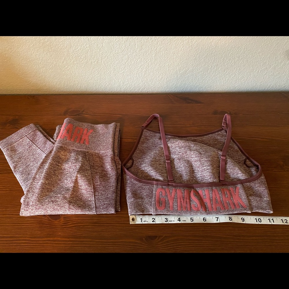 GymShark Seamless Maroon Leggings and Sports Bra